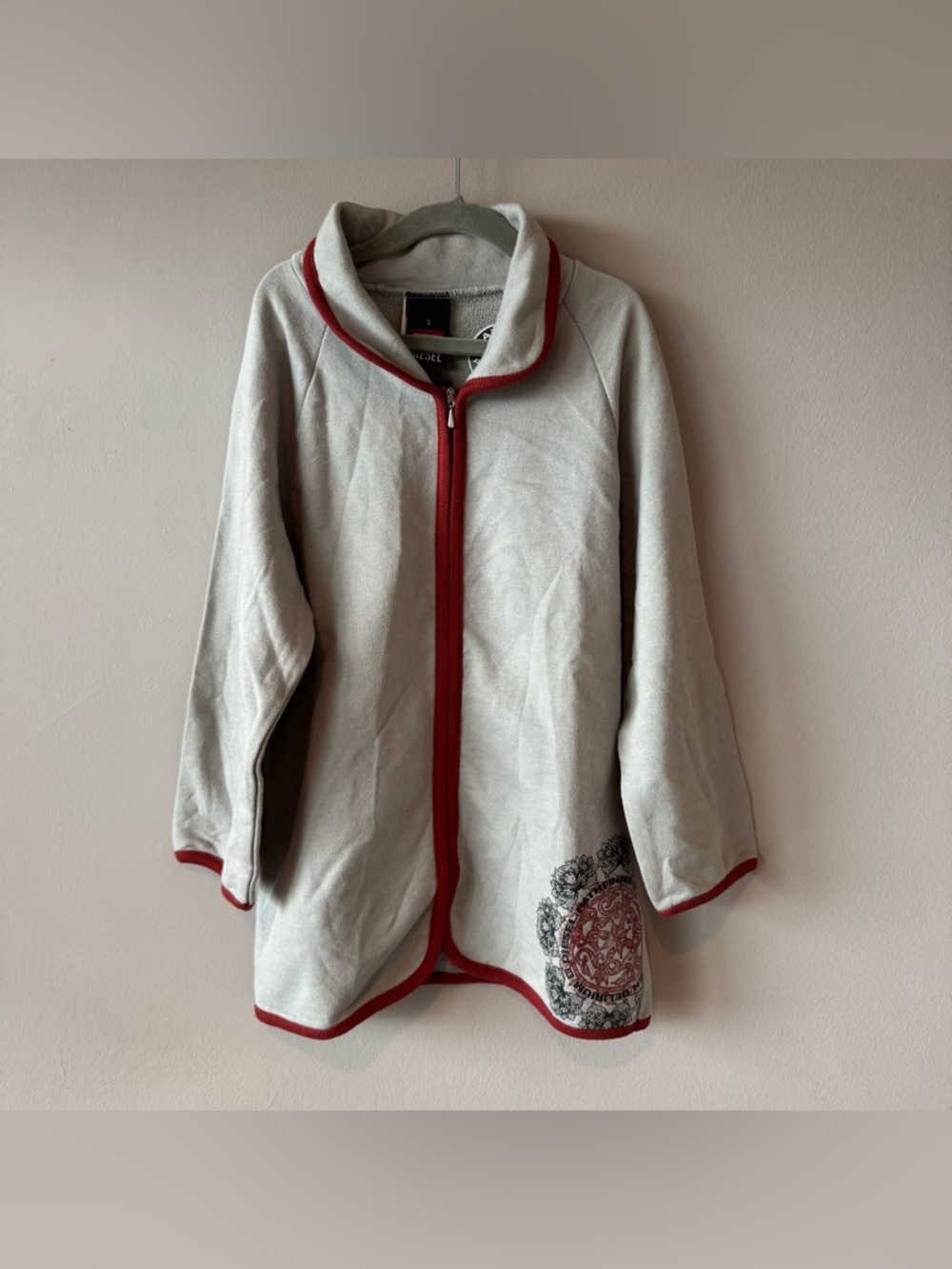 Vintage 90s Diesel NWT Women’s‎ Gray and Red Zippered Collared Knit Size Small